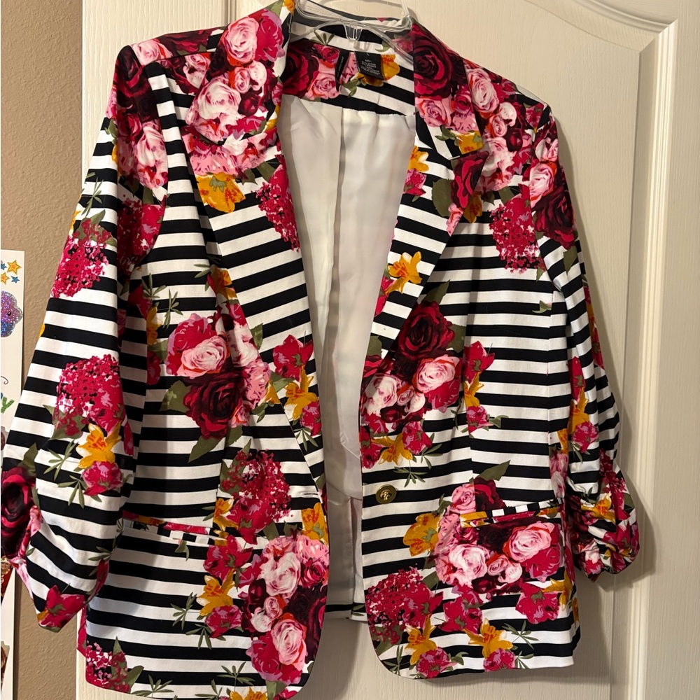 Floral Striped Women's Blazer